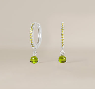 Paved Peridot Gemstone Hoops