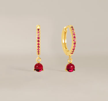 Paved Ruby Gemstone Hoops