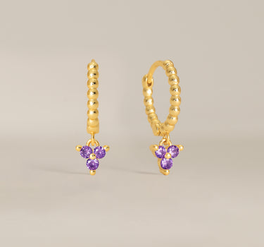 Bead Amethyst Flower Hoops