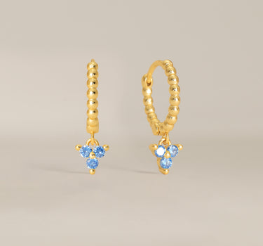 Bead Aquamarine Flower Hoops