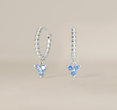 Bead Aquamarine Flower Hoops