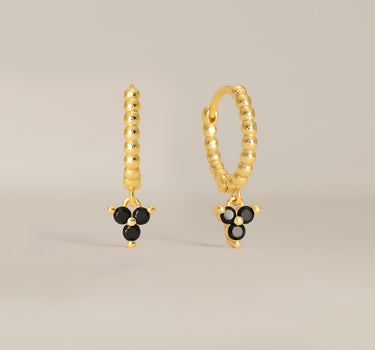 Bead Black Onyx Flower Hoops