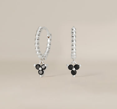 Bead Black Onyx Flower Hoops