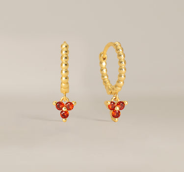 Bead Garnet Flower Hoops