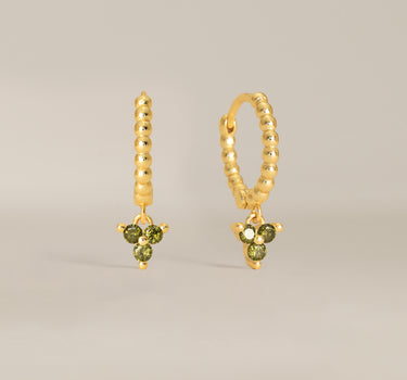Bead Peridot Flower Hoops