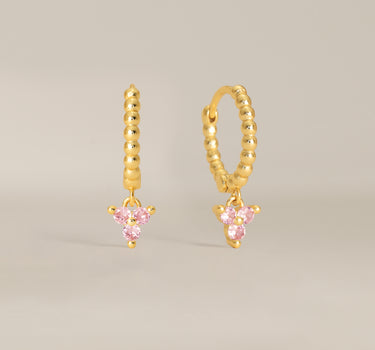 Bead Pink Tourmaline Flower Hoops