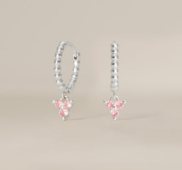Bead Pink Tourmaline Flower Hoops