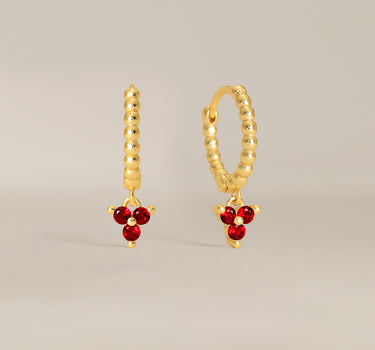 Bead Ruby Flower Hoops