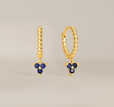 Bead Sapphire Flower Hoops