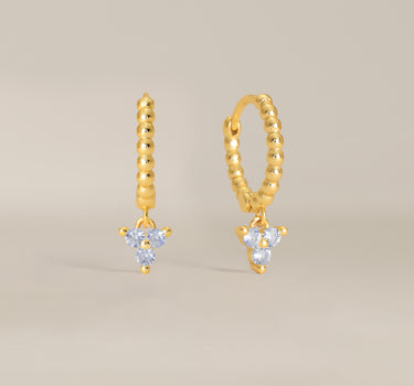 Bead Zircon Flower Hoops