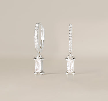Paved Diamond Baguette Hoops