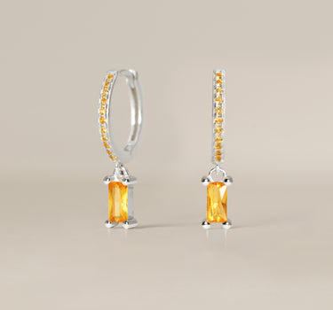 Paved Topaz Baguette Hoops