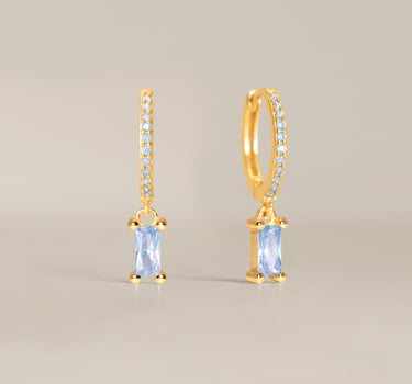 Paved Zircon Baguette Hoops