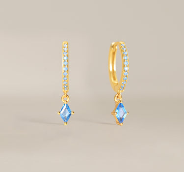 Paved Aquamarine Cut Hoops