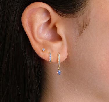 Aquamarine Paved Cut Hoop Ear Stack