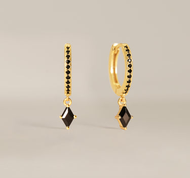 Paved Black Onyx Cut Hoops
