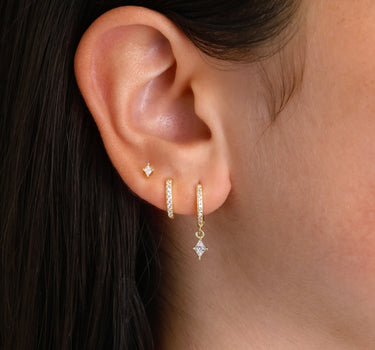 Paved Diamond Cut Hoops