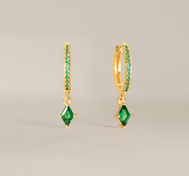 Paved Emerald Cut Hoops
