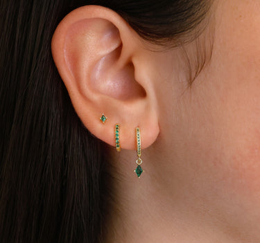 Paved Emerald Cut Hoops