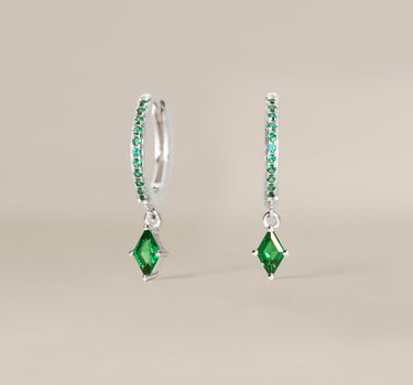 Paved Emerald Cut Hoops