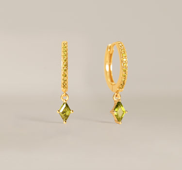 Paved Peridot Cut Hoops