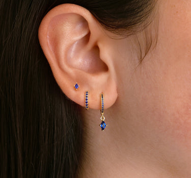 Sapphire Paved Cut Hoop Ear Stack