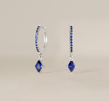 Paved Sapphire Cut Hoops