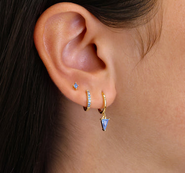 Aquamarine Spike Gemstone Hoop Ear Stack