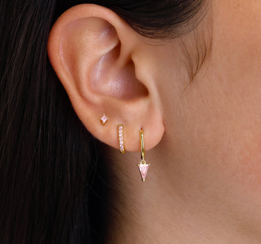 Pink Tourmaline Spike Gemstone Hoops