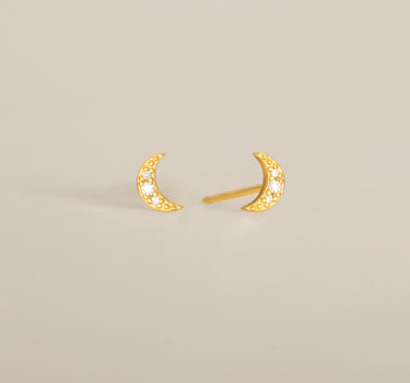 Tiny Diamond Moon Studs
