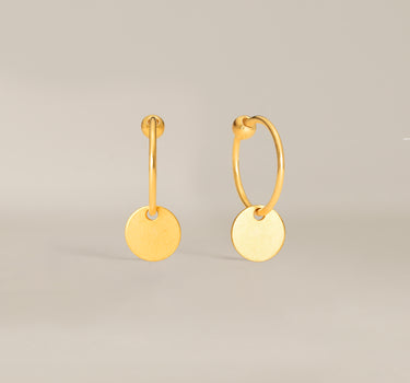 Solid Coin Dangle Hoop