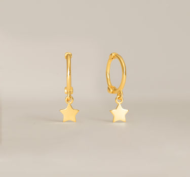 Tiny Solid Star Dangle Hoop