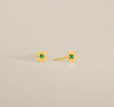 Emerald Flower Studs