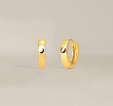 Solid Moon Engraved Huggie Hoops