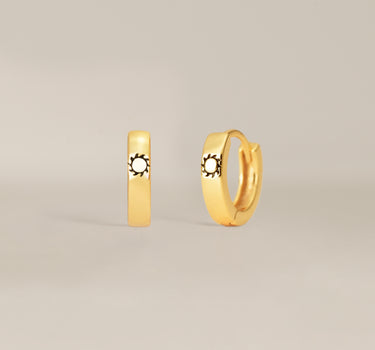 Solid Sun Engraved Huggie Hoops
