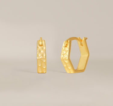 Hexagon Textured Huggie Hoop