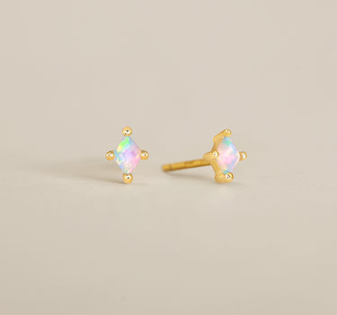 Blue Opal Cut Studs