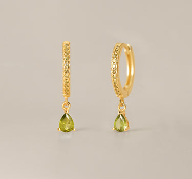 Peridot Paved Teardrop Hoops