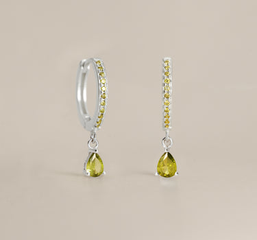 Peridot Paved Teardrop Hoops