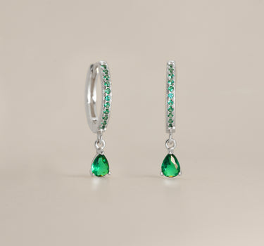 Emerald Paved Teardrop Hoops