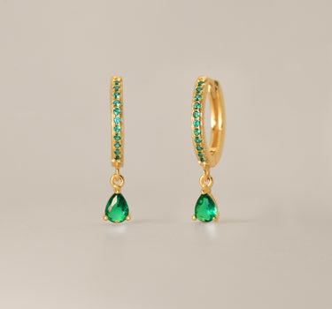 Emerald Paved Teardrop Hoops