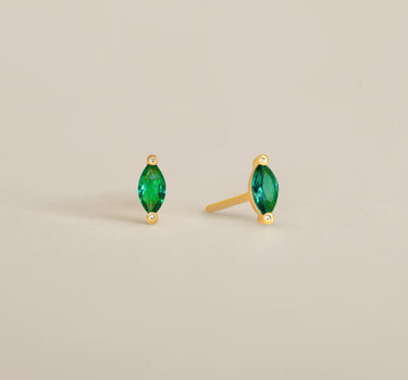 Single Marquise Emerald Studs