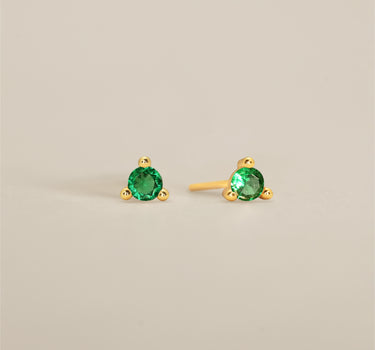 Three Prong Emerald Studs