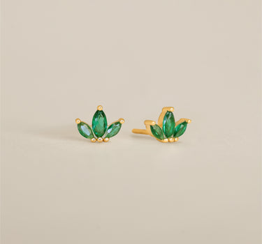 Marquise Flower Emerald Studs