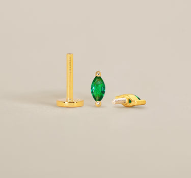 Emerald Marquise Flat Back Labret