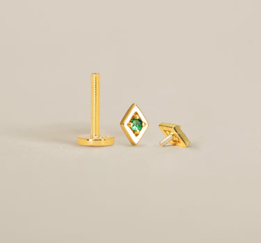 Emerald Geometric Flat Back Labret