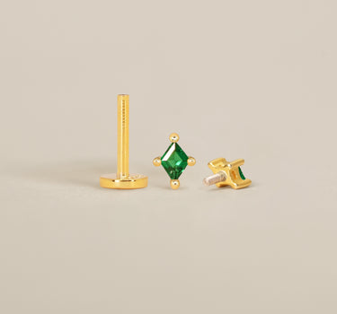 Emerald Cut Flat Back Labret