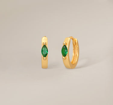 Emerald Marquise Huggie Hoop