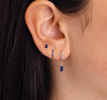 Sapphire Paved Baguette Hoop Ear Stack
