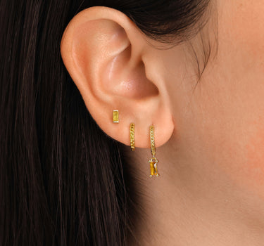 Topaz Paved Baguette Hoop Ear Stack